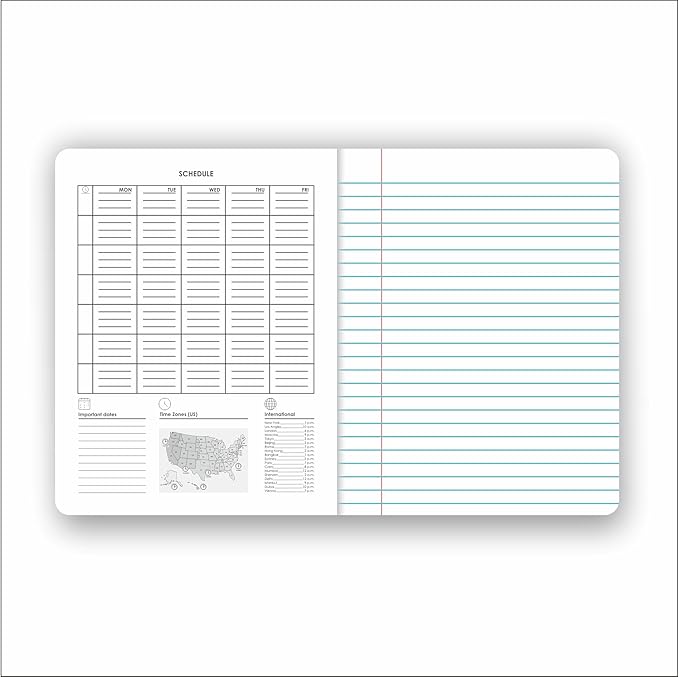 Composition Book – 100 Sheets, Wide Ruled, 9.75 x 7.5 inch – Durable Flex Cover – School & Office Use – Pack of 4