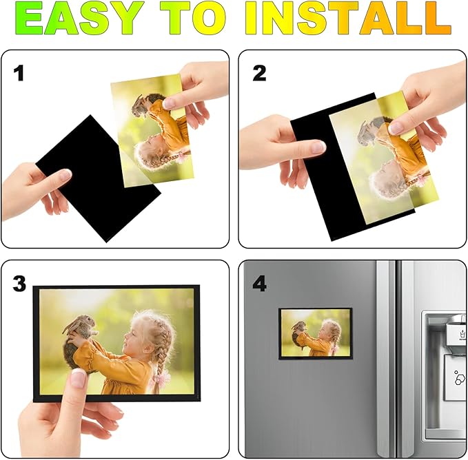 CHUNNIAO Black Magnetic Picture Frame 4X6 for Refrigerator-20 Pack,Black Photo Magnets Sleeves