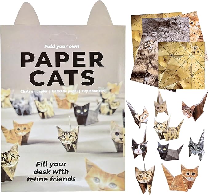 DGRKZY Cute Cat Origami Paper Kit, 3D DIY Paper Cats to Fold, 50 Colorful Sheets, Easy Craft for Beginners, Screen-Free Activity, Desk Decor & Gift for Cat Lovers