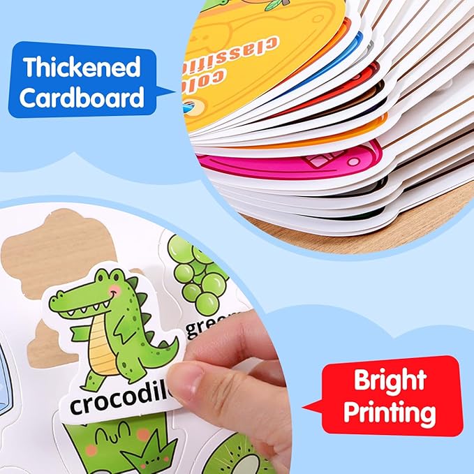 Montessori Busy Book Color Sorting Toys for Toddlers 2-4, Educational Preschool Learning Activities for Kids, Sensory Fine Motor Matching Games for 3 Year Old Boys Girls Gifts