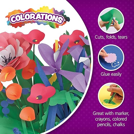 Colorations 12" x 18" Mediumweight Black Construction Paper - 500 Sheets, Bulk Pack Art Paper, Arts and Crafts, School Supplies, Drawing, Coloring, Painting, 3D Art