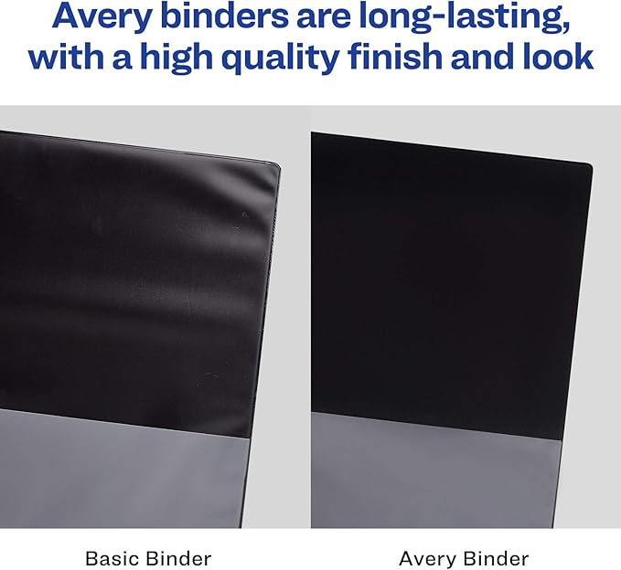 Avery 3 Ring Binder 3 Inch Slant Rings Durable View, White Binder for Home, Office, or School Use, 4 Pack (17030)