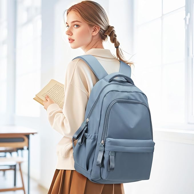 winspansy Small Backpack For School Girls Boys Aesthetic Lightweight Travel Daypack Simple Cute Backpack For Women Men College High School Bookbag Fit 14 Inch Laptop, Blue