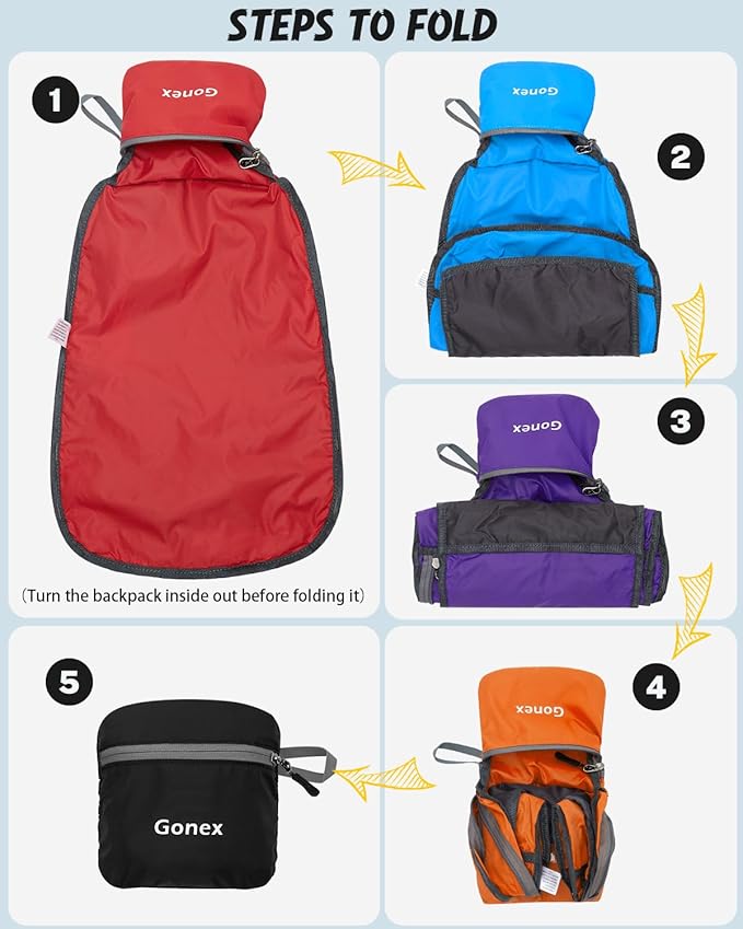 Gonex Ultra Lightweight Packable Backpack Daypack Handy Foldable Camping Outdoor Travel Cycling Backpacking