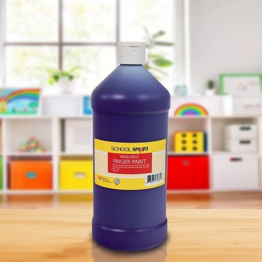 School Smart Washable Finger Paint, Purple, 1 Quart Bottle
