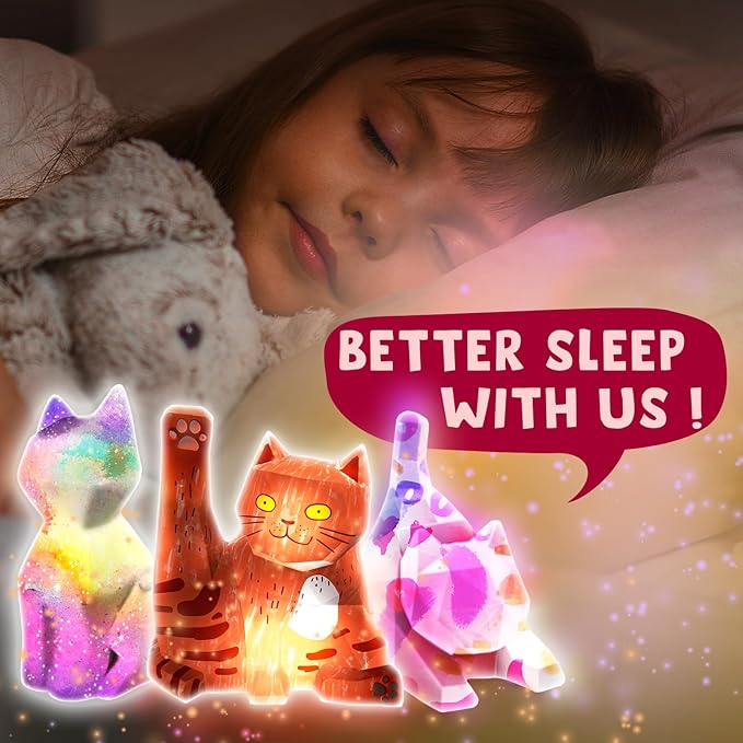 Goody King Paint Your Own Cat Lamp Art Kit, 3PCS DIY Night Light, Arts & Crafts for Kids Ages 8-12, Painting Kit for Girls Boys Age 4 5 6 7 8+, Art Supplies Cat Craft Birthday Gifts for Kids Ages 3+