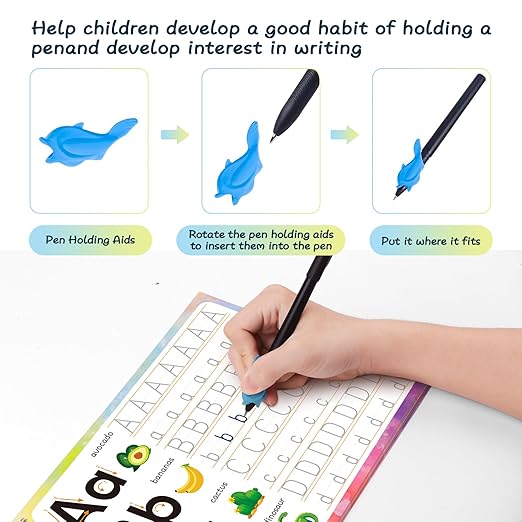 Magic Grooved Writing Practice Books, Grooved Handwriting Practice for Kids 3+, Preschool Learning Activities (6 Books with Pens)