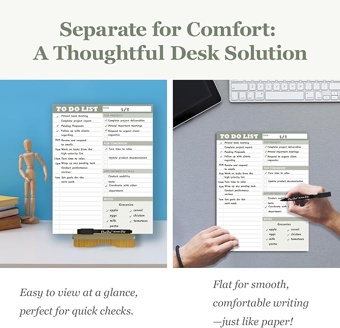 Dry Erase Desk Planning Board - Reusable Desktop Daily Planning Board, Work to-do List - 11"x8.5" Tabletop Dry Erase Board with Stand - Marker Included
