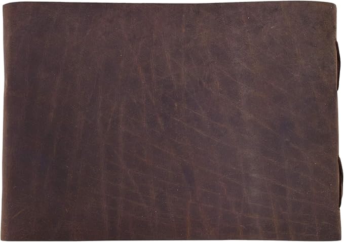 Leather Drawing Journal Daily Travel Diary, Antique Handmade Vintage Bound Rustic Writing Notebook, Genuine Leather- Quality Unlined/Blank Cream Paper, Art Sketchbook, 7x10 Inches-Brown