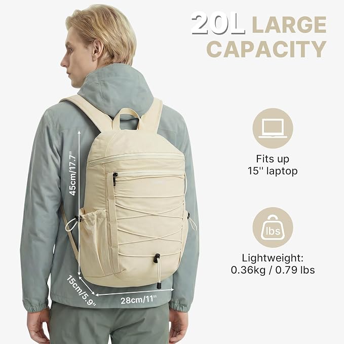 G4Free 20L Hiking Travel Backpack for Women Men | Lightweight Backpacks with Luggage Trolley Strap, Daypack for Outdoor Daily Camping