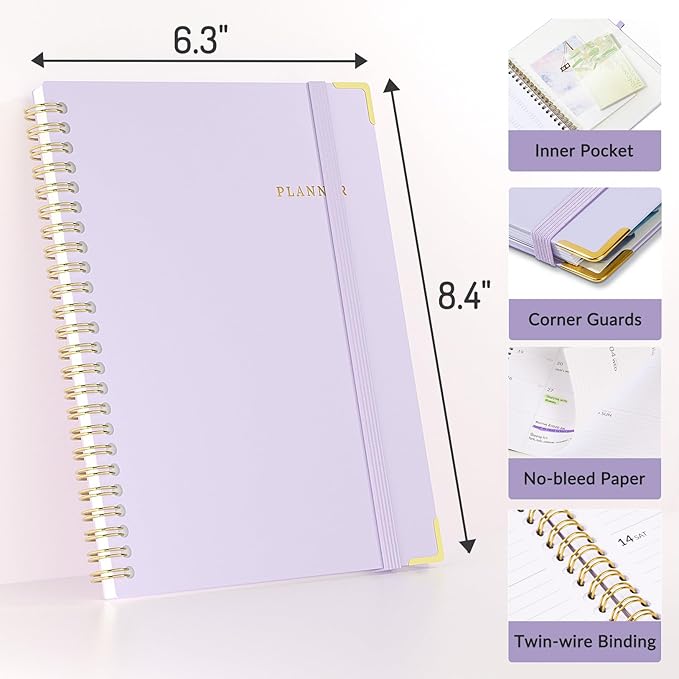 2026 Planner, Forvencer Calendar Planner Weekly and Monthly, Jan 2026-Dec 2026, 6" X 8", Hardcover Agenda Book, Daily Journal Organizer with Inner Pocket, Notebook for Office School, A5, Navy Blue