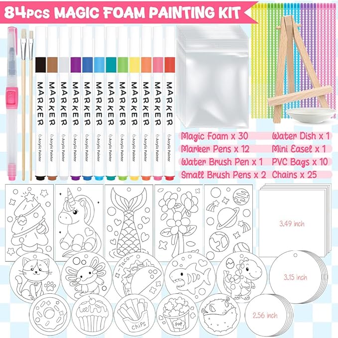 Cocostar Magic Foam Texture Painting Kit - 84pcs Arts and Crafts for Girls 4-6-8-10, Puffy Magic Paint Set, Kids Paint by Number, 3D Art Craft for Kids - Ideal Gifts for Girls 4 5 6 7 8 9 10
