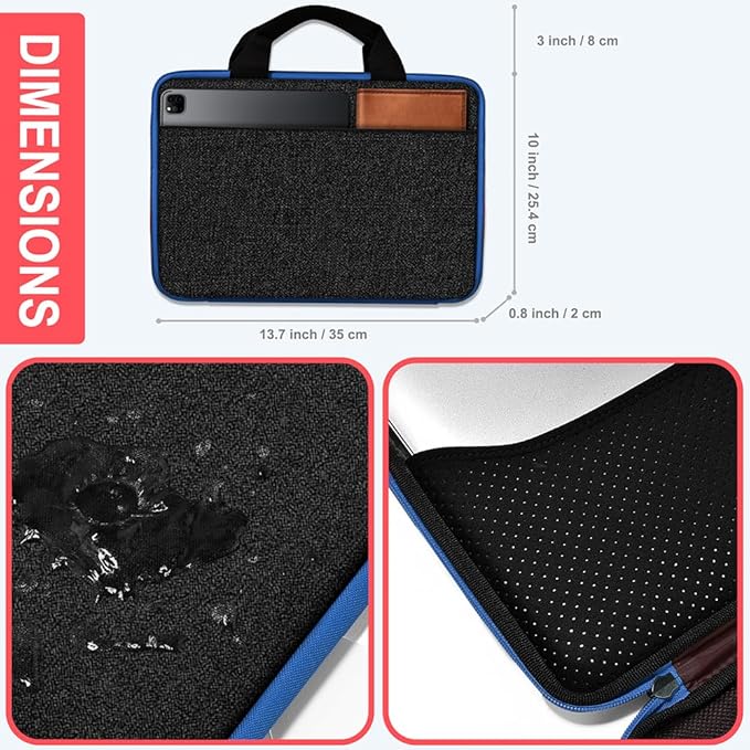 Hseok Laptop Case 13.3-14 inch Sleeve, TSA Computer Handbag Water-Resistant and Shockproof Bag Compatible with MacBook Pro/Neo 14", Mac Air/Pro 13.3" and 13"-14" Notebooks Chromebooks,Black-Blue