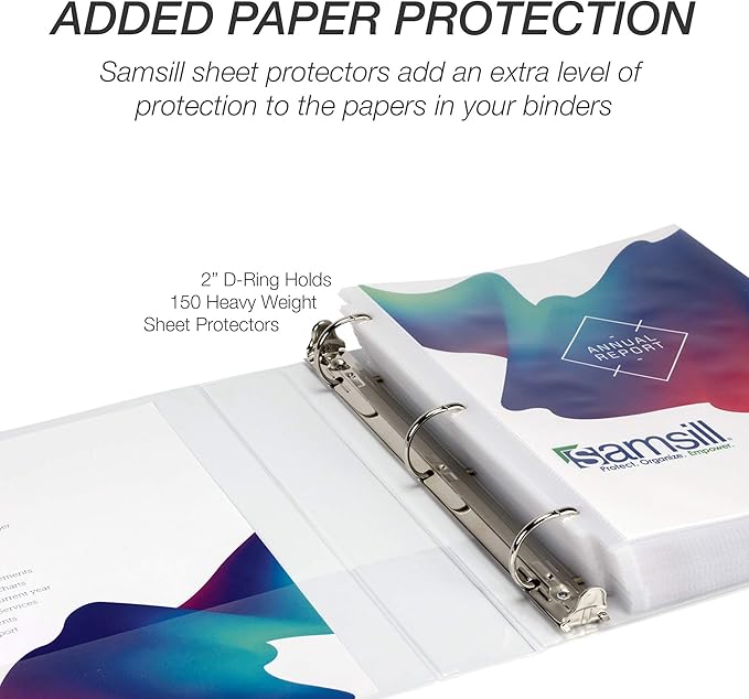 Samsill Durable 2 inch 3 Ring Binder, D Ring Binder, 100% Recycled Chipboard, White, 4 Pack