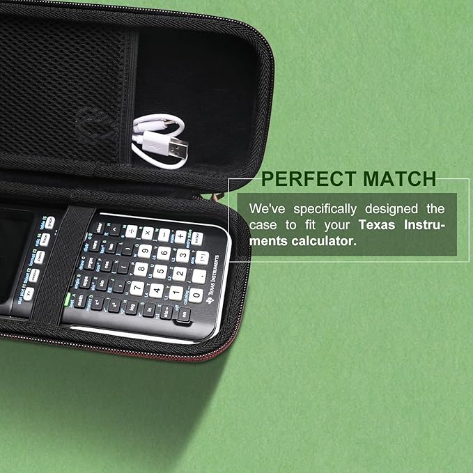 Case for Texas Instruments TI-84 Plus CE/TI-84 Evo/TI 84 Plus/TI-Nspire CX II CAS/TI-Nspire CX II Graphing Calculator, Mesh Pocket for Charging Cables, Pens and Rule(White)