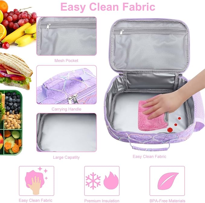 RHCPFOVR Kids Lunch Bag - Insulated Lunch Box for Boys Girls,Washable Lunch Bag and Reusable Toddler Leak-proof Lunchbox for School and Daycare