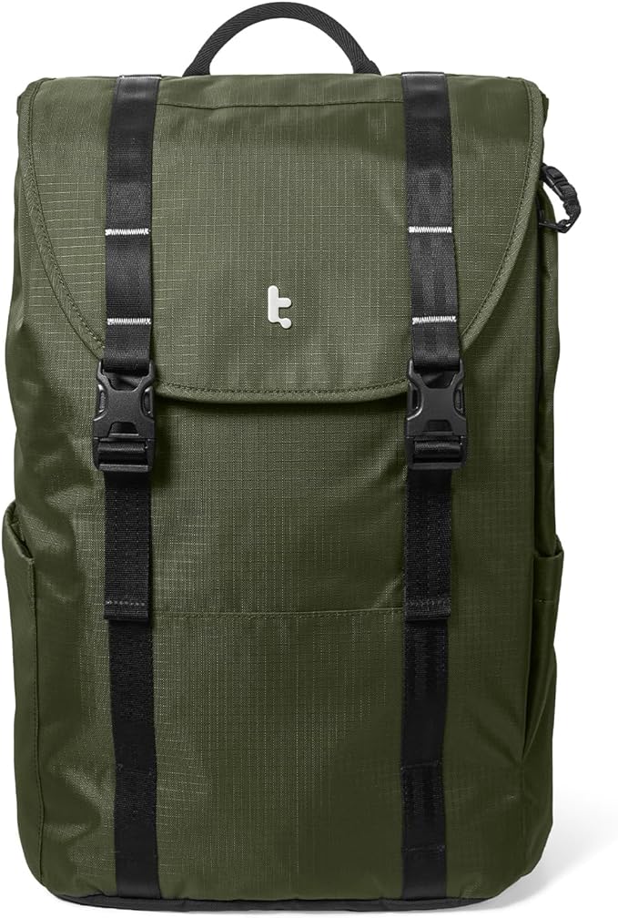 tomtoc Flap Laptop Backpack, Lightweight, Water-Resistant Casual Daypack, Durable Work-pack, Vintage Classic Rucksack for 13-16 Inch Laptop, perfect for Campus, Street, 22L