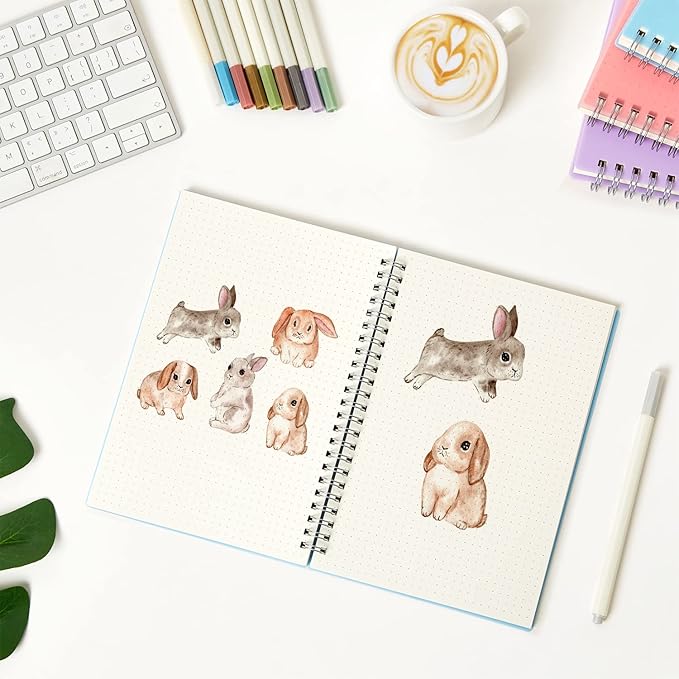 3 Pack Spiral Notebook, A5 Dotted Notebook 5.8" x 8.3", 100GSM 5x5mm Dot Grid, 80 Sheets/160 Pages, Dotted Spiral Notebooks Journals for Writing, Sketch Book
