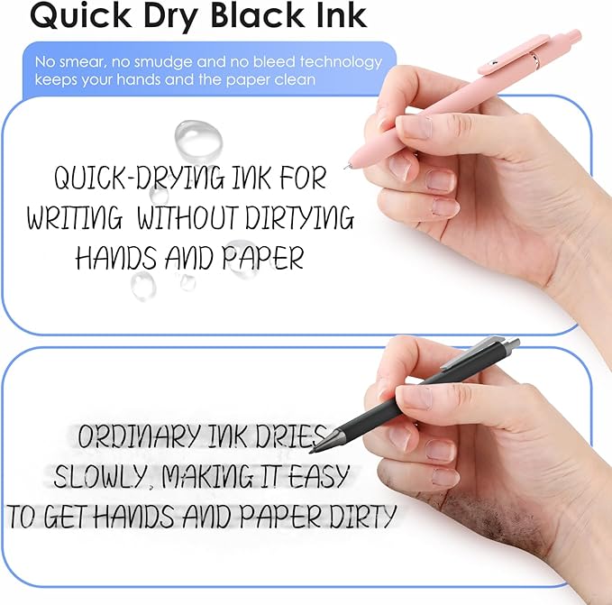 Donyang Gel Pens, 7pcs 0.5mm Black Ink Pens Quick Dry Fine Point Smooth Writing Pens for Journaling Note Taking, Cute Nurse Teacher Work Desk Accessories Office School Supplies Gifts for Women Men