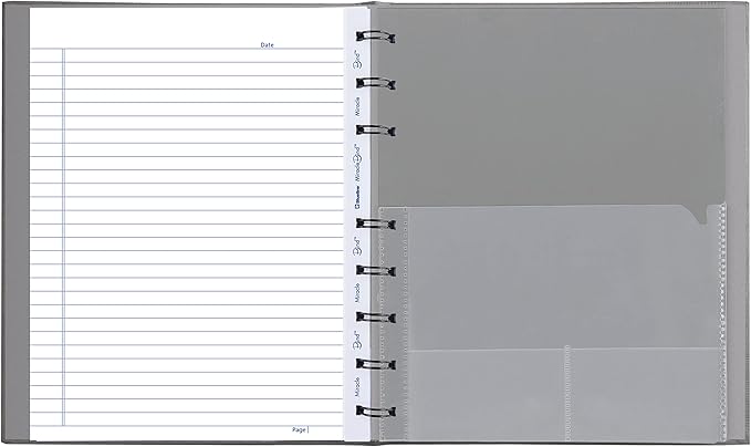 Blueline MiracleBind™ Notebook, Refillable, Lizard-Like Hard Cover, 9.25" x 7.25", 150 Ruled Pages, Cool Grey (AF9150.97)