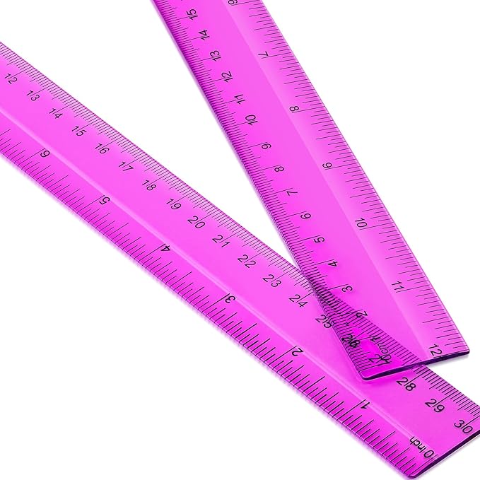 EBOOT 2 Pack Plastic Ruler Straight Ruler Plastic Measuring Tool for Student School Office(Purple,12 Inch)