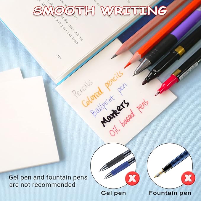 ENLUOM Transparent Sticky Notes - 3 x 3 Inch Translucent Colorful Sticky Note, Pastel Clear Sticky Notes for Books Annotation,See Through Sticky Note (200 Sheets)