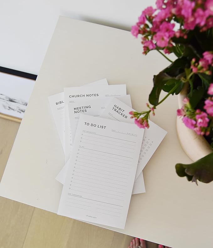 To Do List Planning Pad 5.5 x 8.5" Notepad with Task Organizer includes sections for Top Priorities, To Do List and Follow up For Tomorrow. 50 tear off sheets by Todaisy Paper.