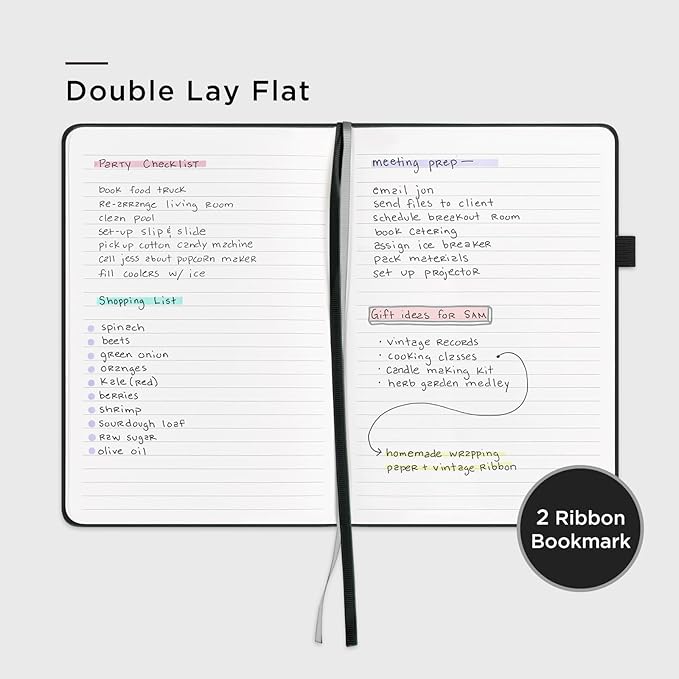 &And Per Se Lined Journal Notebook – A5 5.7”x8” College Ruled, 160 Pages, 100gsm Thick Paper, Journaling Notebooks for Writing (Black)
