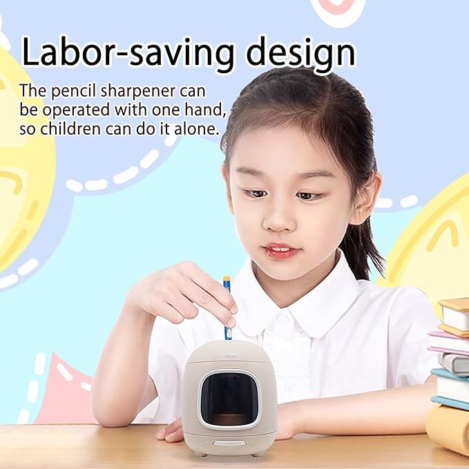 Electric Pencil Sharpener,5000 Times for Blade,Interchangeable Blade,3 Years Warranty,Battery/2A USB Powered,Suitable for 6-8mm, for Home, Office, School (Grey)