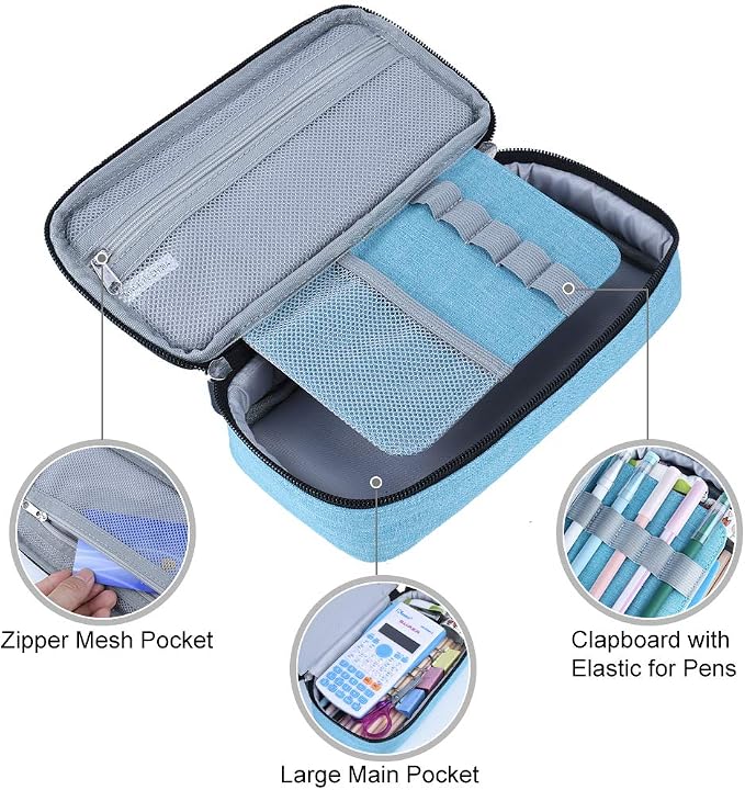 Chelory Big Capacity Pencil Case Large Pencil Bag Pouch Pen Case Pencil Marker Holder Stationery Storage Makeup Bag for Office Supplies Adults