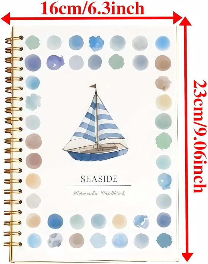 Watercolor Workbook - Coloring Book Beginner Friendly Painting Kit, Watercolor Workbooks for Adults with 24 Colors Paint, Exploration Gift for Adults Teens (Seaside)