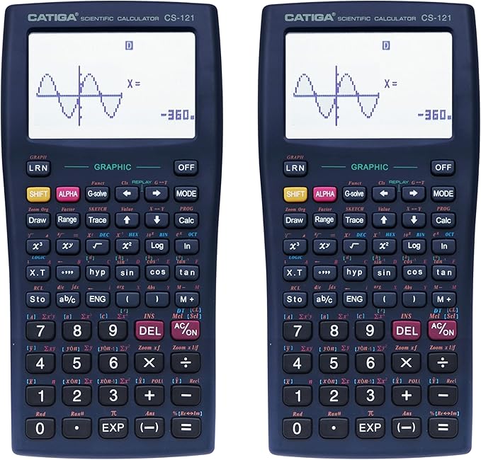 CATIGA Scientific Calculators with Graphic Functions, Graphing Calculators with Multiple Modes, Scientific Calculators for Students, High School or College Courses, 2Pack, CS-121