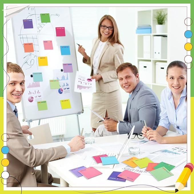 Yinder 24 Pcs Inspirational Sticky Notes Cute Motivational Sticky Notes Pad End of Year Employee Appreciation Gifts Bulk for Teacher Nurse Coworkers Office Supplies 3 x 3'' (Motivational,Bright Color)