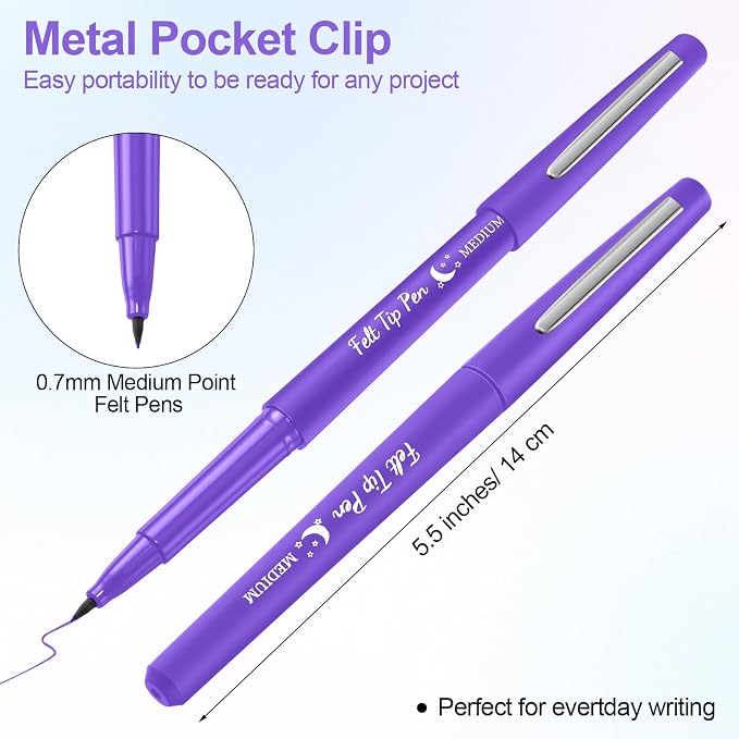 Fuyoooo 20 Pcs Felt Tip Pens 0.7mm Colored Felt Pens Marker Medium Point Journal Planner for Journaling Writing Note Taking Art Office Supplies