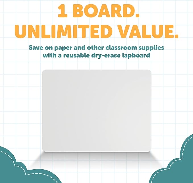 Dry Erase Lapboards - Pack of 1 Whiteboard - 9x12 - Student Single Sided - Improve Children's Classroom Learning with Portable White Boards