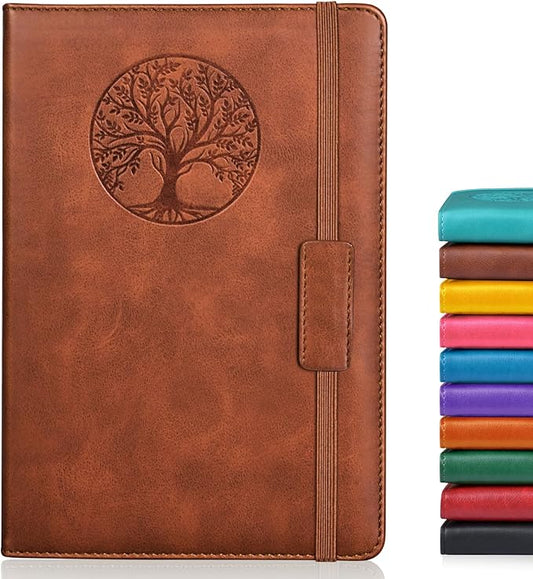 Biuwory Graph Paper Notebook Journal for Women Men,140 Pages Hardcover Grid Notebooks for Work & School,Leather Journals for Writing, Graphing Paper Notebook 5.7"×8.3" (Brown)