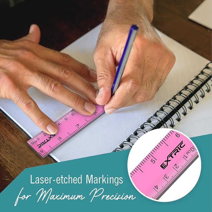 Rulers 6 Inch Bulk Classrom, 24 Count Rulers for Kids Assorted Colors, Clear Ruler Metric and Inches, Shatterproof Mini Ruler for Kids