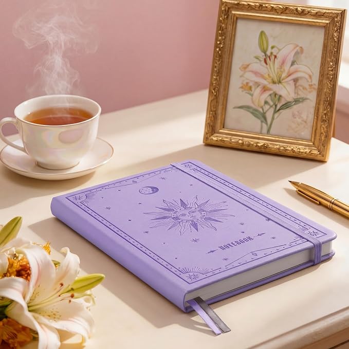 EMSHOI Lined Journal Notebook, 192 Numbered Pages, A5 Size (5.7'' x 8.3'')
