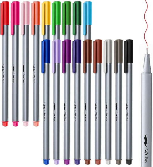 Mr. Pen- Colored Fineliner Pens, 18 Pack, 0.4mm Fine Point, Smooth Bible Journaling Pens for Detailed Drawing, Note-Taking, Coloring, Sketching, Planning & Art Projects, School Supplies