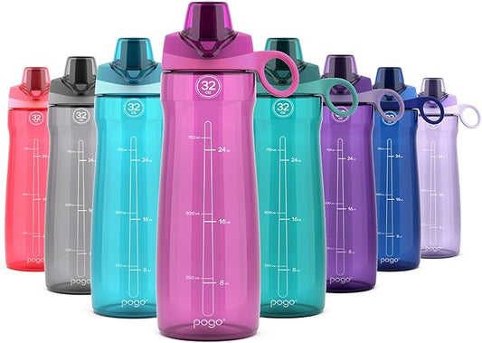 Pogo BPA-Free Plastic Water Bottle with Chug Lid, Fuchsia, 32 oz.
