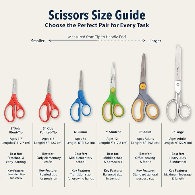 Westcott School Left and Right Handed Kids Scissors, 5" Blunt, Pack of 12, Assorted
