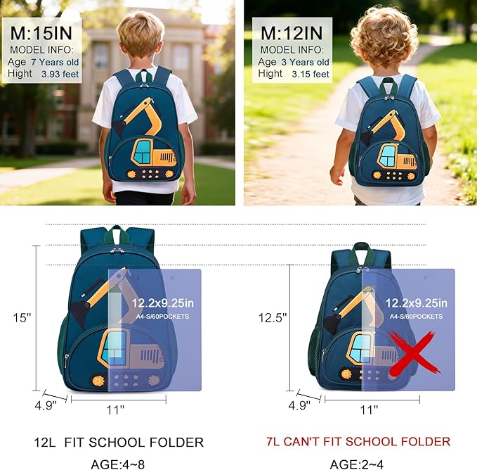 LOIDOU Toddler Backpack Boys 12 Inch Kids Preschool Kindergarten School Backpack Book Bag for Daycare Nursery Travel