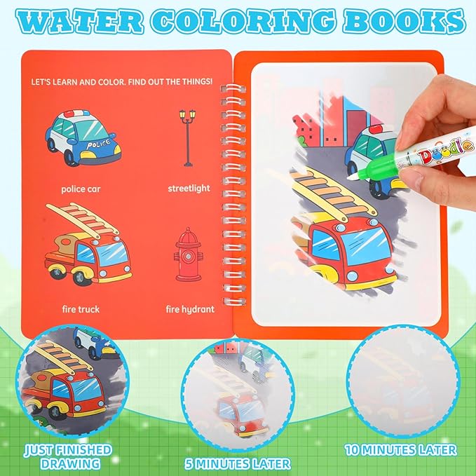Gaillty 32 Pack Water Coloring Books Set for Kids Toddlers Reusable Water Painting Book for Paper Painting Early Childhood Educational Gift Easter Basket Filler Gift