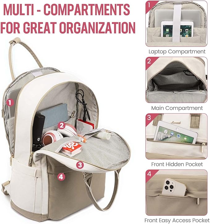 LOVEVOOK Travel Laptop Backpack Women Anti-theft Laptop Bag with USB Port Waterproof Computer Backpack for Nurse College Work