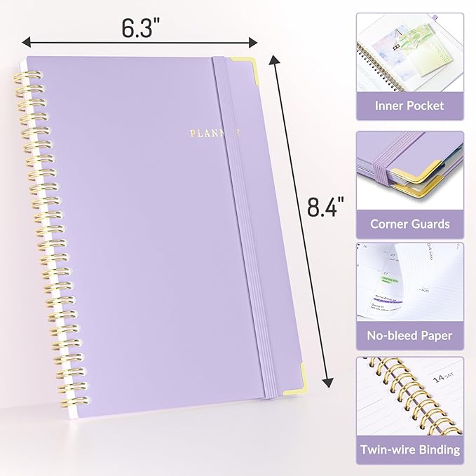 Forvencer Academic Planner 2026-2027, July 2026-June 2027 Weekly & Monthly Hardcover Calendar Planner, 6" X 8", Daily Agenda Book, School Office Notebook College Teacher Student Organizer A5, Pink