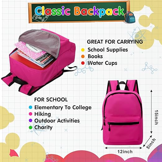 Gilprop 126 Pcs Christmas Middle High School Supplies Kit with Backpack for Student 7-12 Grades, School Supplies Bulk Bundle Essential Notebook Calculator for Xmas Holiday Gifts(Hot Pink)