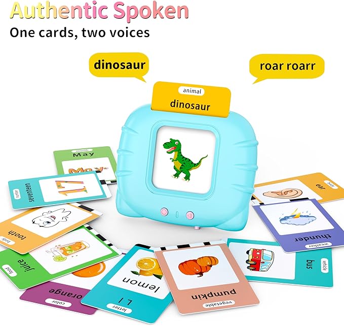 Eaever 520 ABC Sight Words Talking Flash Cards, Christmas Birthday Gift for 2 3 4 5 6 Year Old Boys and Girls, Preschool-Learning-Activities, Toddler Educational Toys for Ages 1-6 Kids, Blue