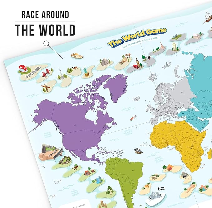The World Game - Fun Geography Board Game - Educational Game for Kids & Adults - Cool Learning Gift Idea for Teenage Boys & Girls, 2-5 Players