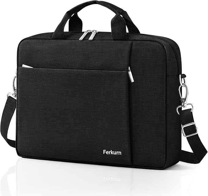 Ferkurn Laptop Bag Case for Women Men Computer Bag Compatible with HP Envy Pavilion Omen/LG Gram/MSI/Dell Inspiron XPS/Lenovo/Acer, Shoulder Strap Carrying Messenger Briefcase, Black, 14 Inch
