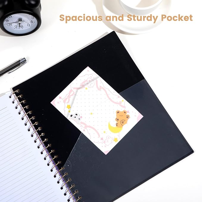 CAGIE Spiral Notebooks for School Work with Removable Dividers Tabs, 8.5” x 11” 5 Subject Notebook College Ruled, Large Lined Journaling Notebook for Women Men Writing, Black